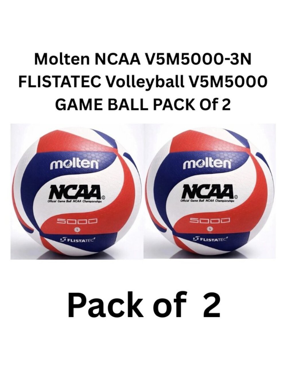 Molten NCAA V5M5000-3N FLISTATEC Volleyball V5M5000 GAME BALL PACK Of 2